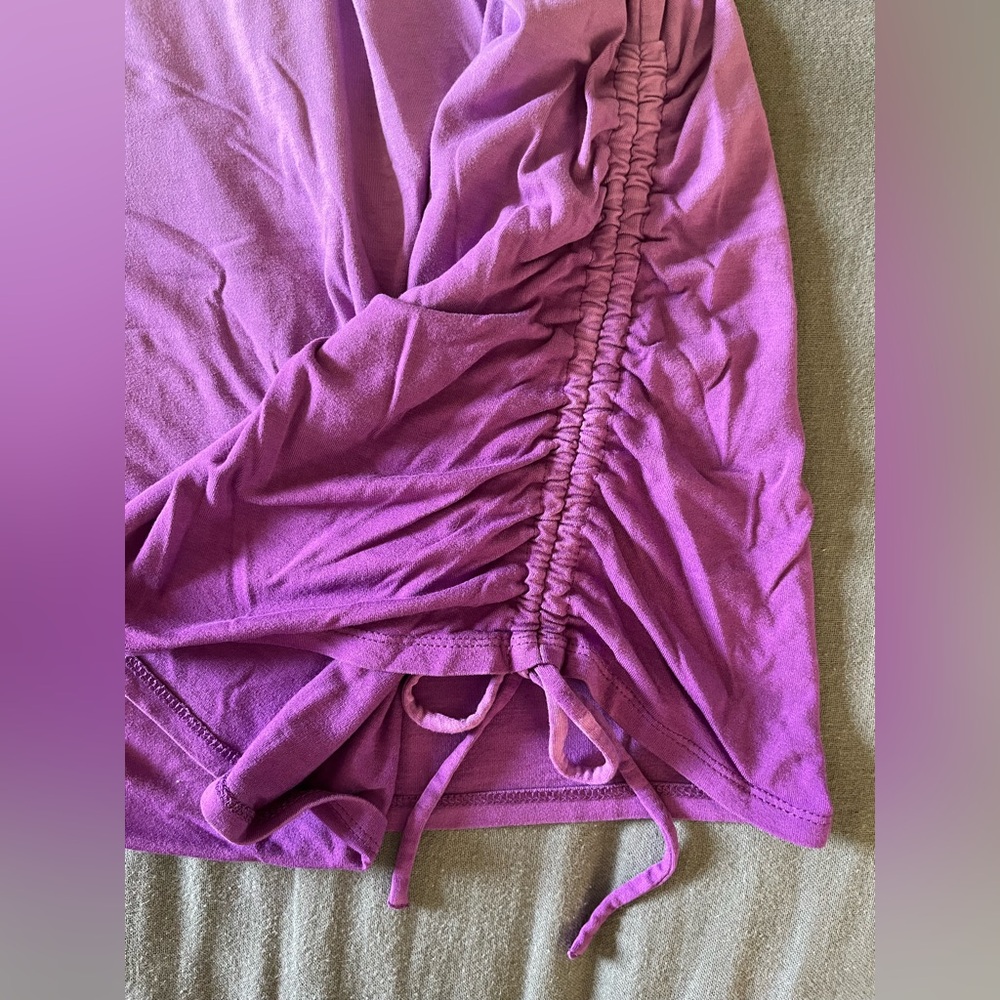 Lane Bryant pink/purple short sleeve maxi dress EUC 18/20 bottom side cinch ties - Picture 4 of 8
